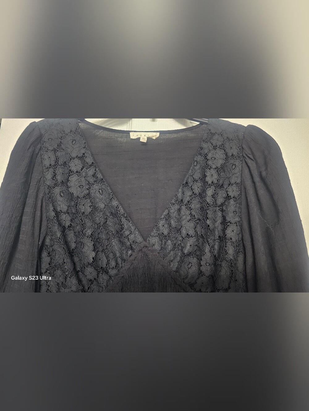 NWOT Promesa "Romance Me" Lace Smocked Peasant Top in Black - Boho Cottagecore M - Picture 4 of 12